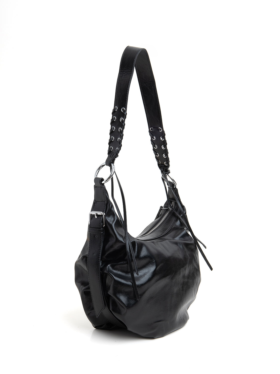 Borsa mezzaluna boho - NERO