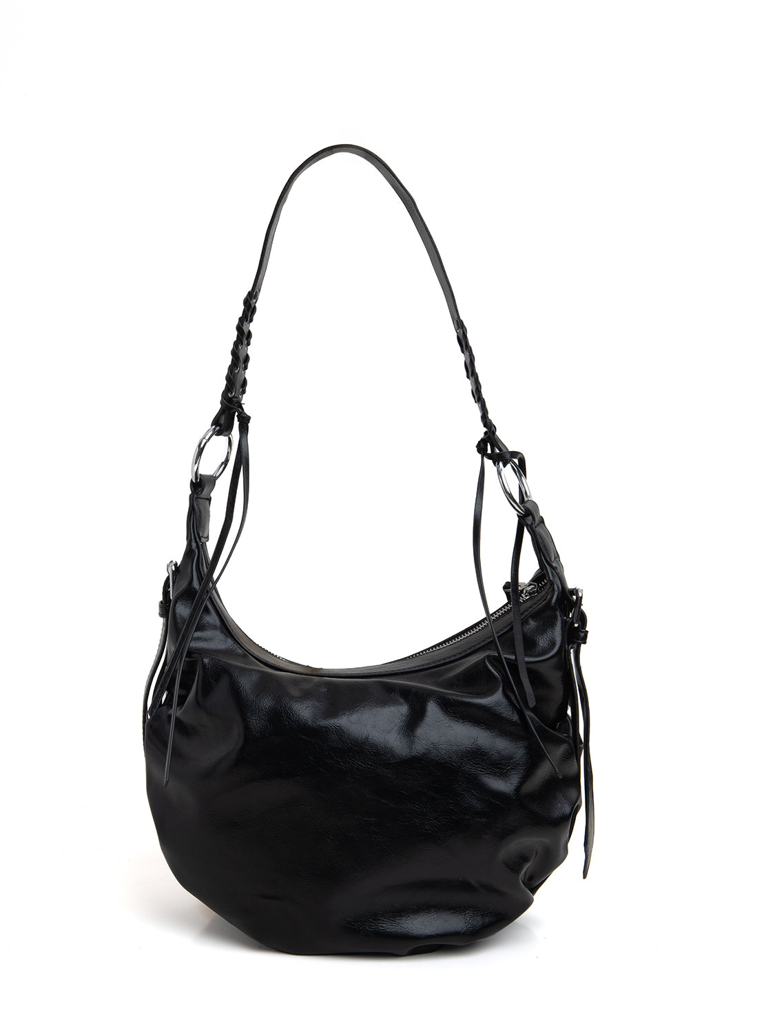 Borsa mezzaluna boho - NERO