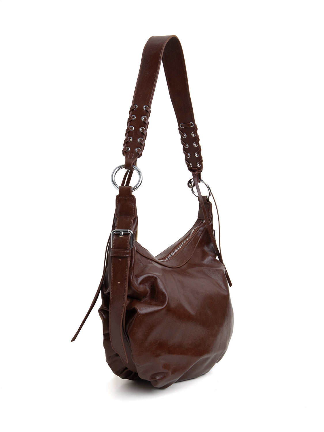 Borsa mezzaluna boho - MARRONE