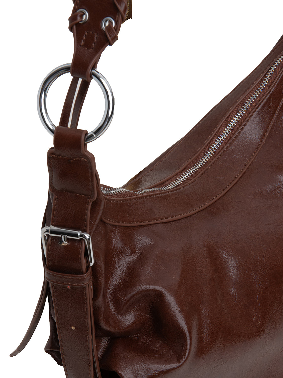 Borsa mezzaluna boho - MARRONE