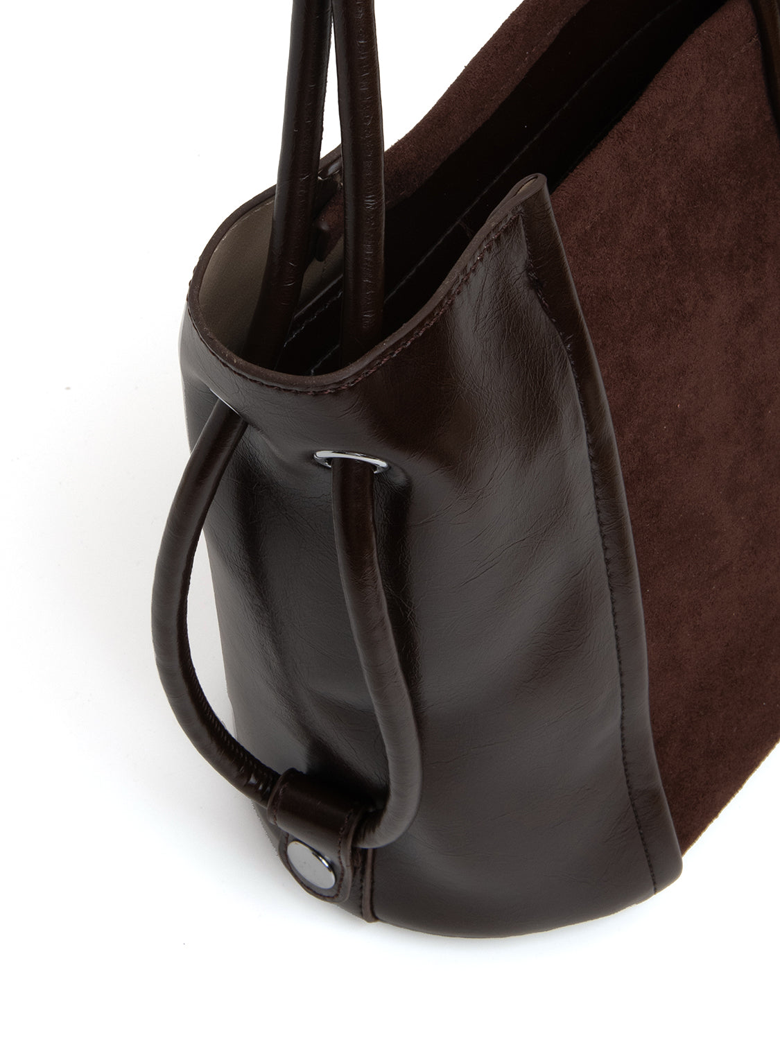 Borsa bucket bi-texture - CIOCCOLATO