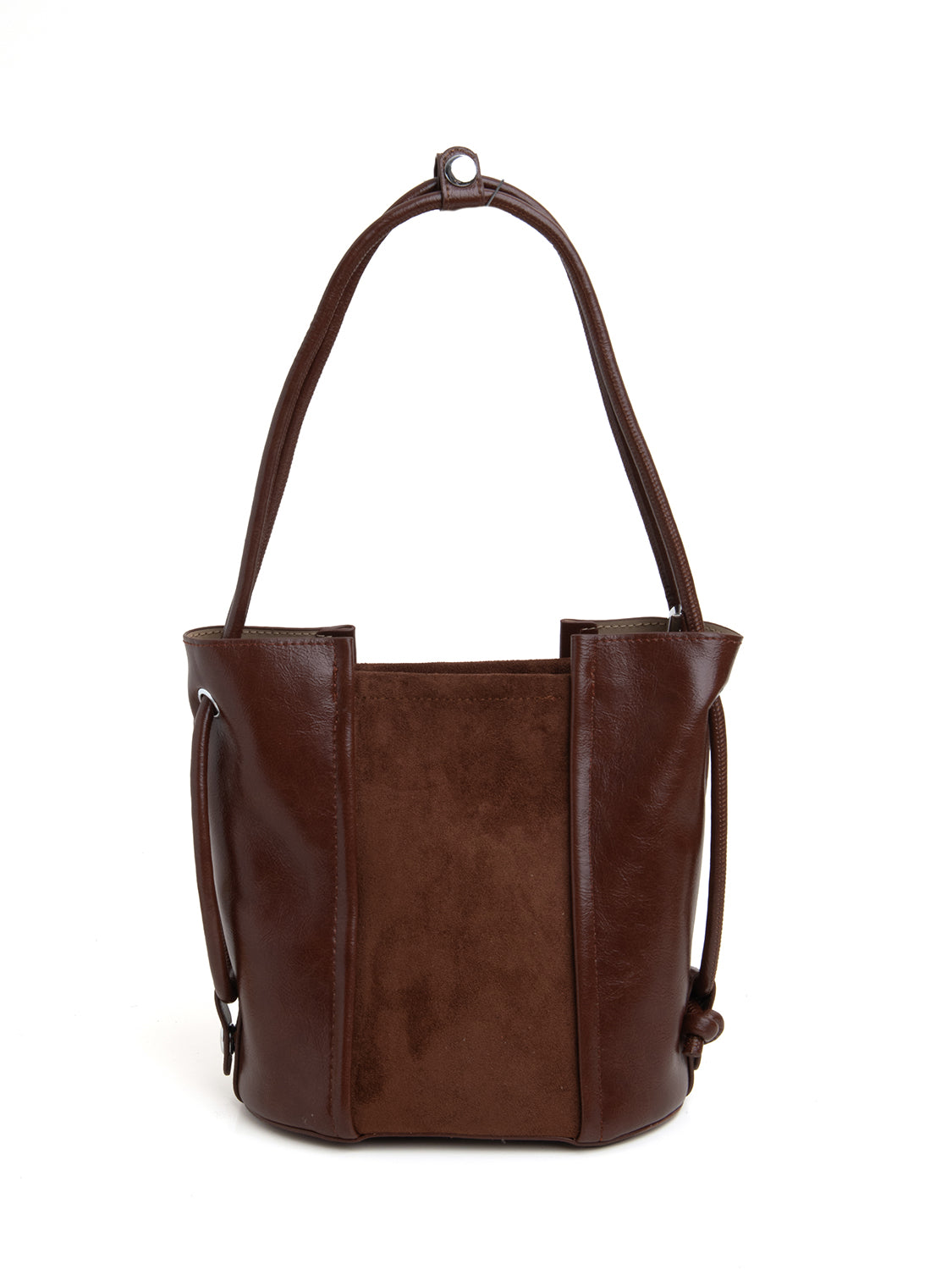 Borsa bucket bi-texture - MARRONE