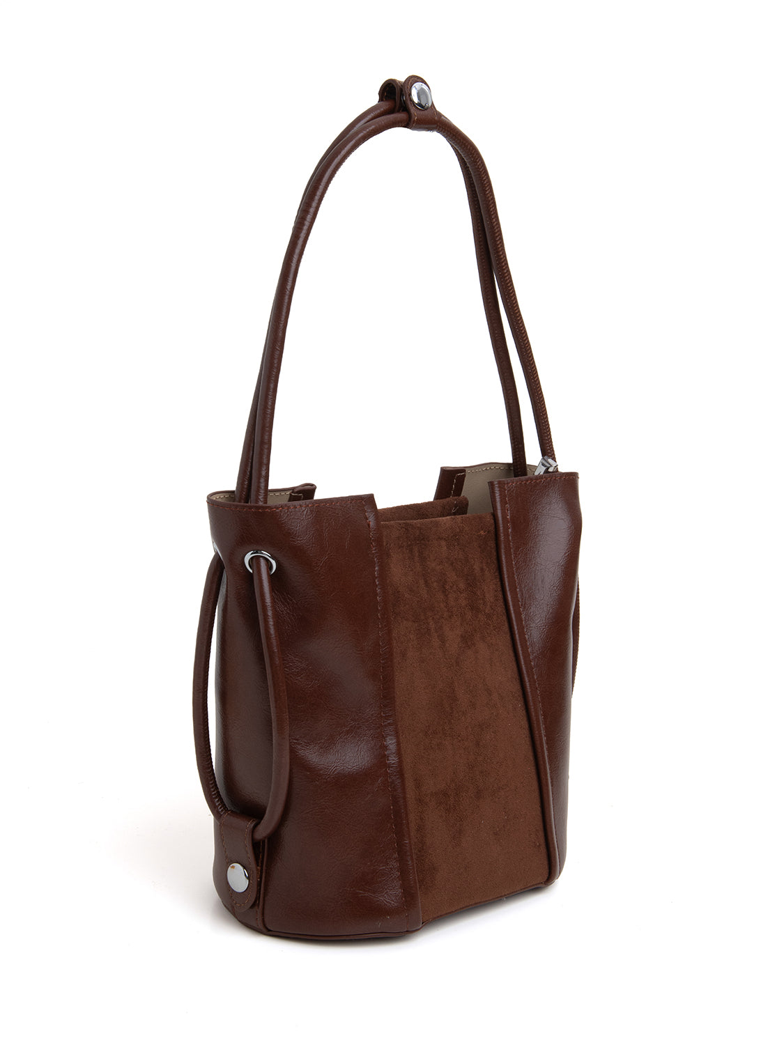 Borsa bucket bi-texture - MARRONE