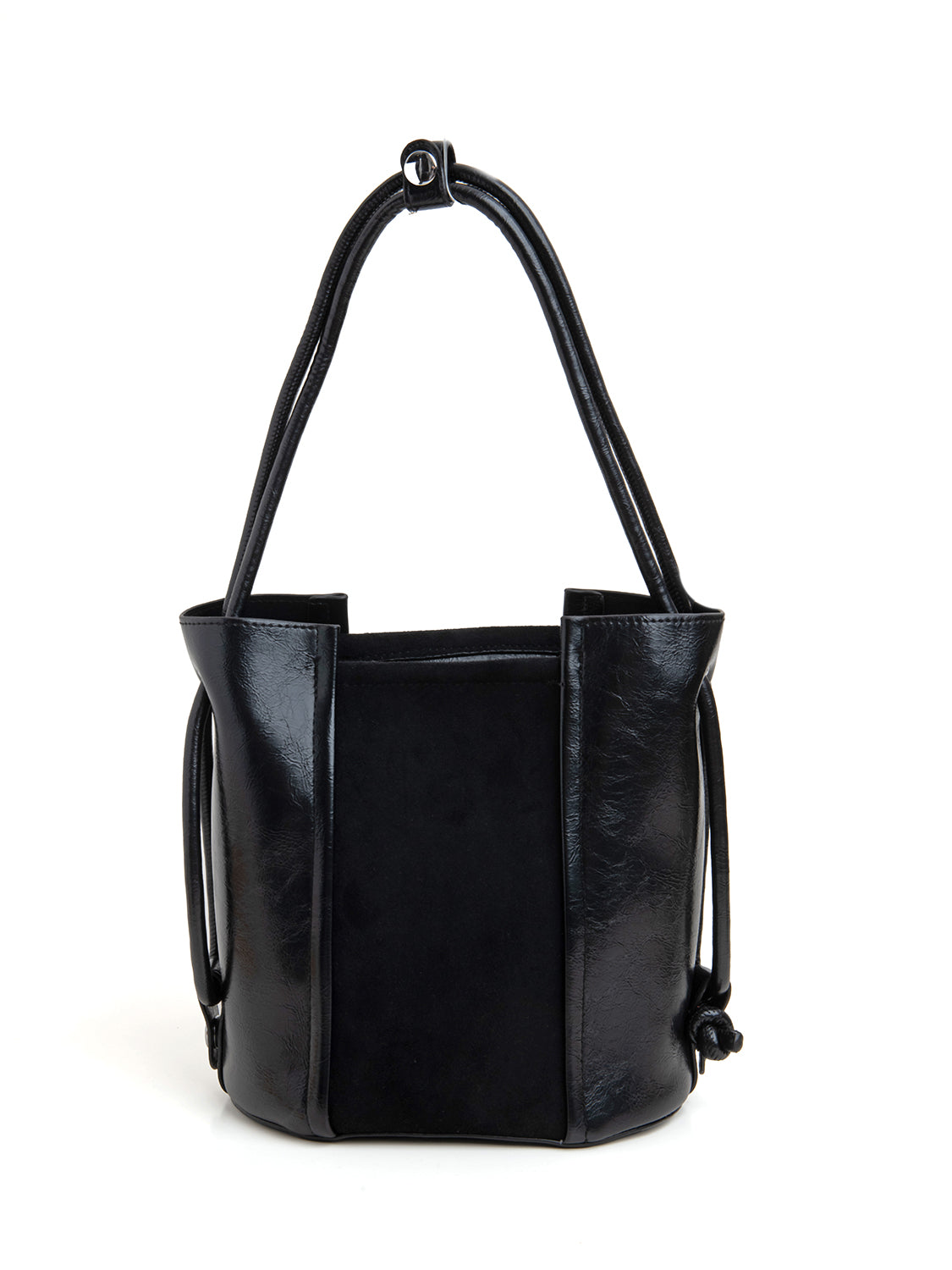 Borsa bucket bi-texture - NERO