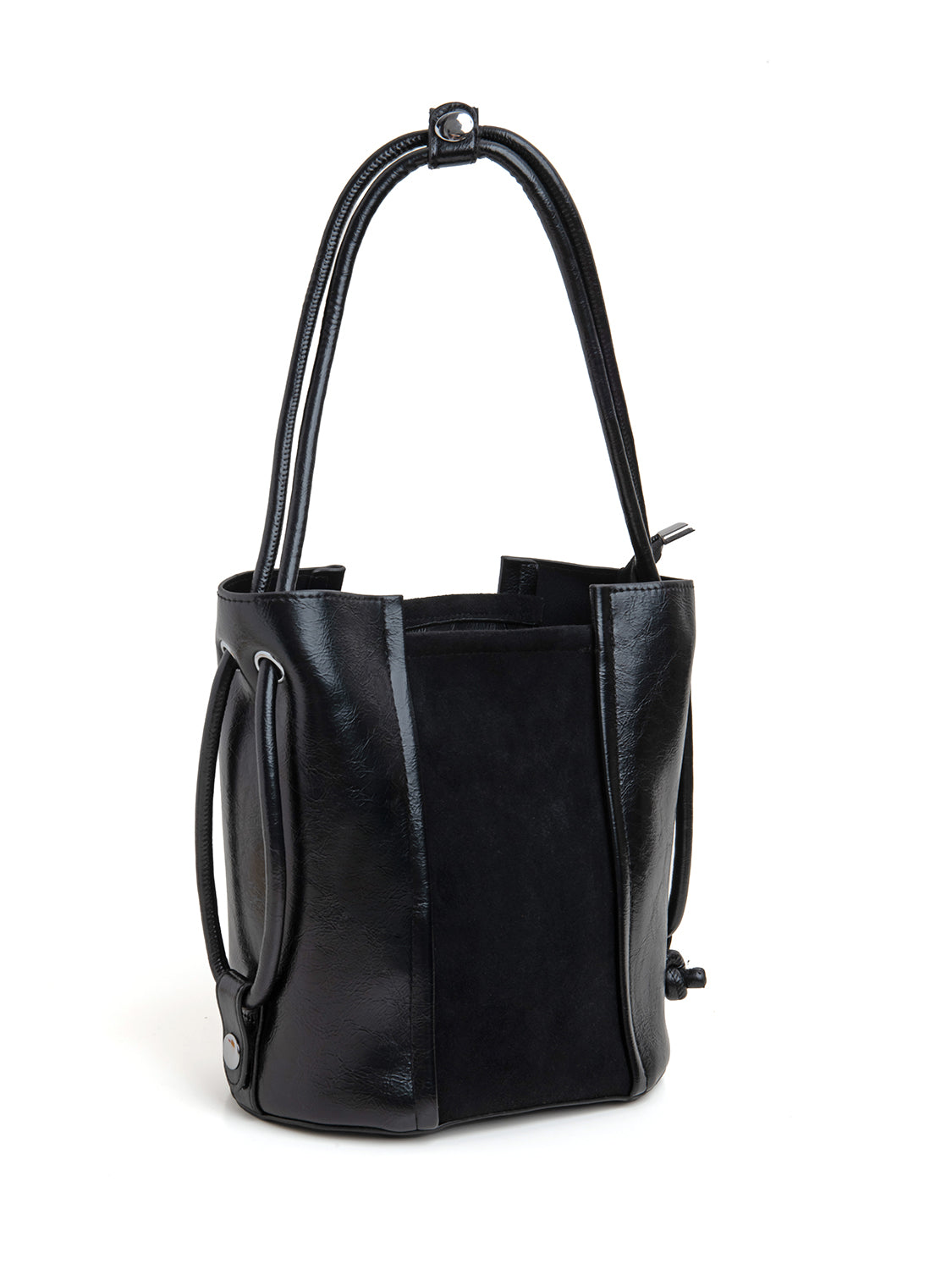Borsa bucket bi-texture - NERO