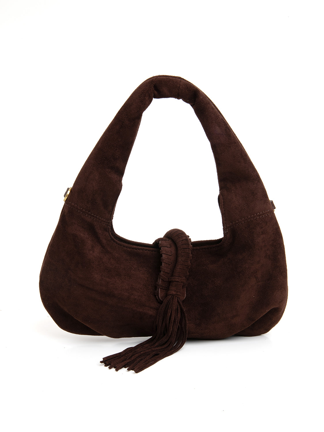 Borsa suede a mezzaluna - CIOCCOLATO