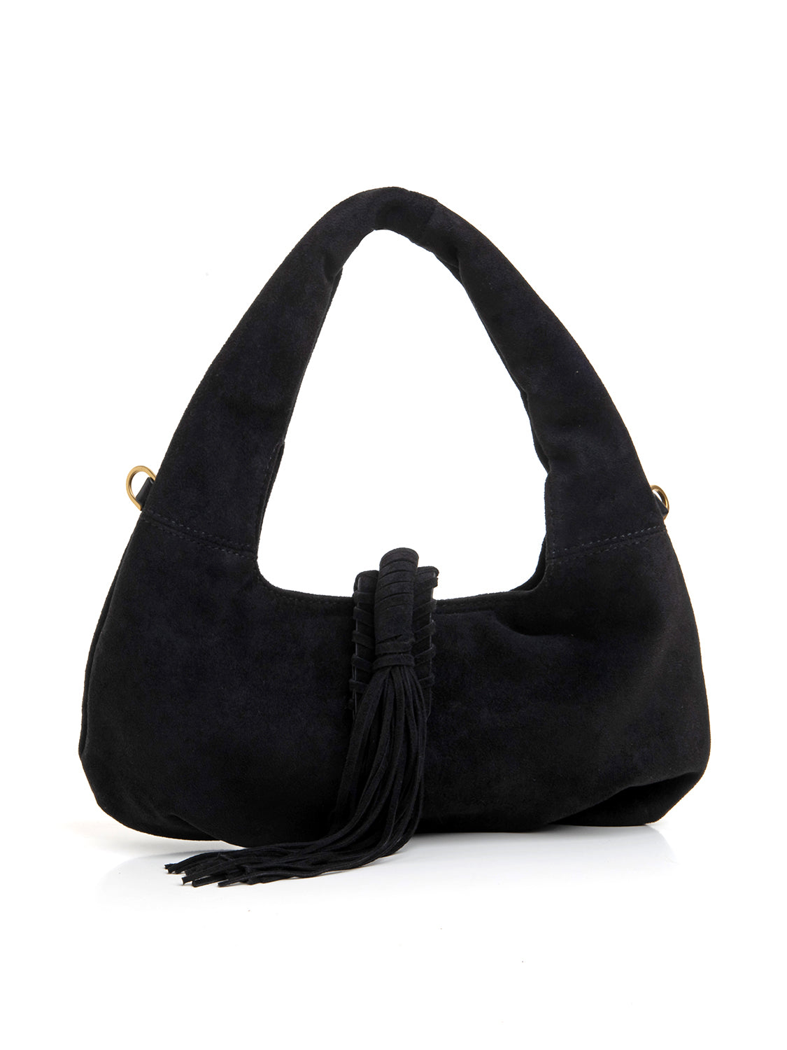 Borsa suede a mezzaluna - NERO