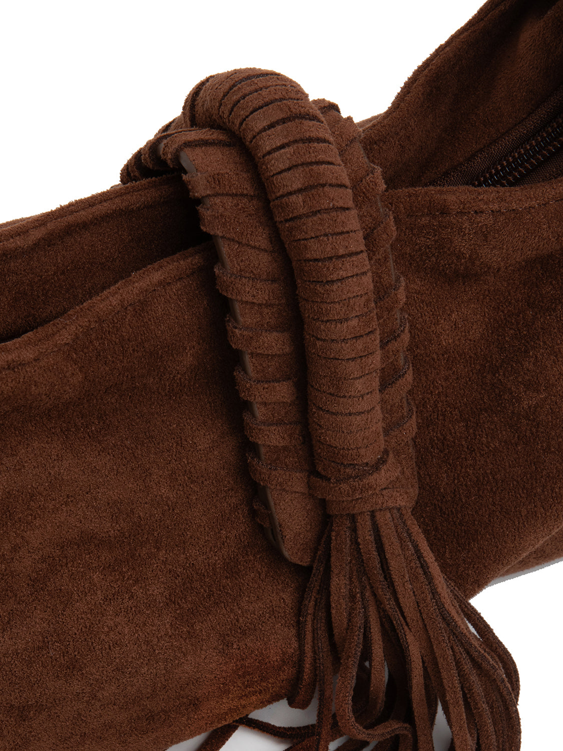 Borsa suede a mezzaluna - MARRONE