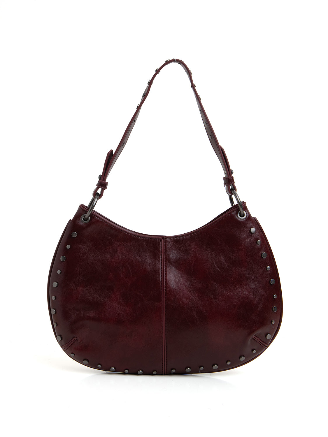 Borsa mezzaluna con borchie - BORDO