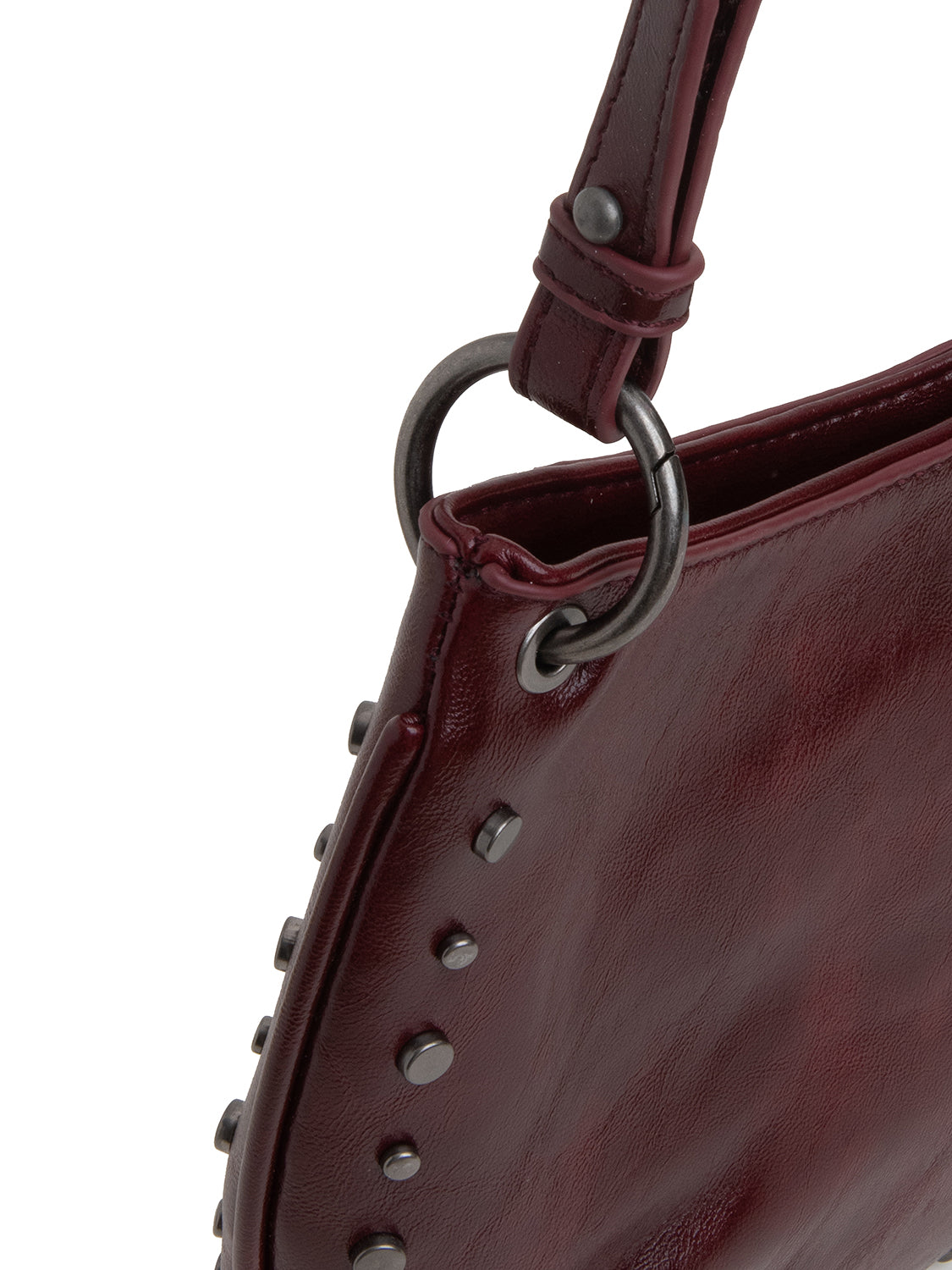 Borsa mezzaluna con borchie - BORDO