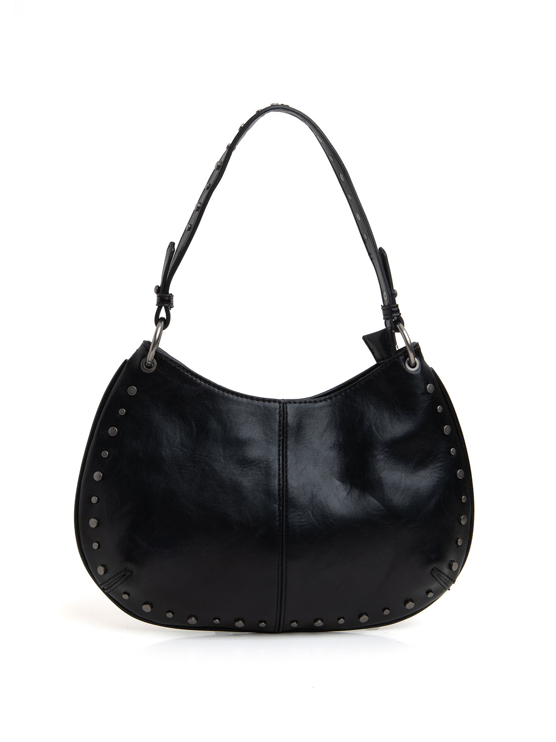 Borsa mezzaluna con borchie - NERO