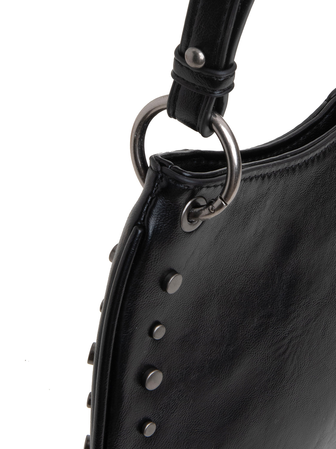 Borsa mezzaluna con borchie - NERO