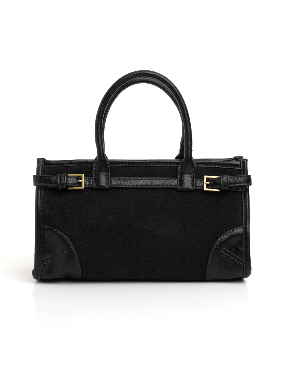 Borsa satchel bi-texture - NERO