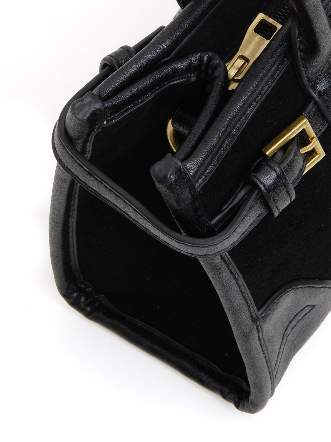 Borsa satchel bi-texture - NERO