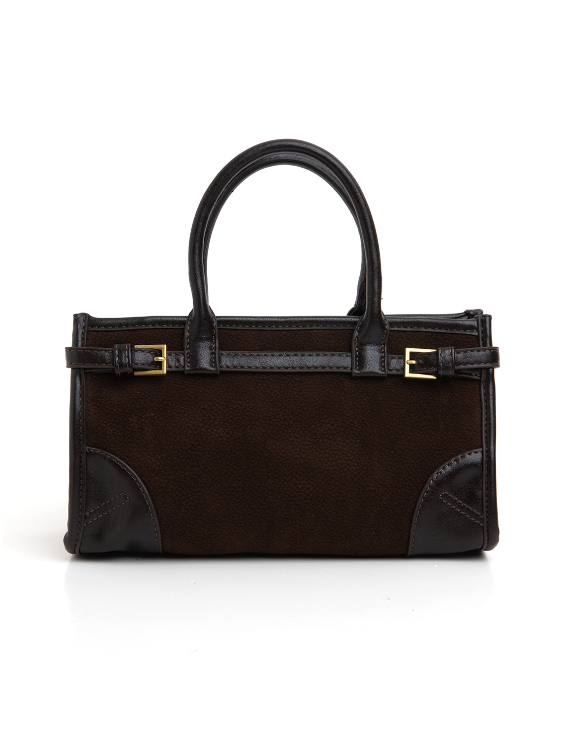 Borsa satchel bi-texture - CAFFÈ