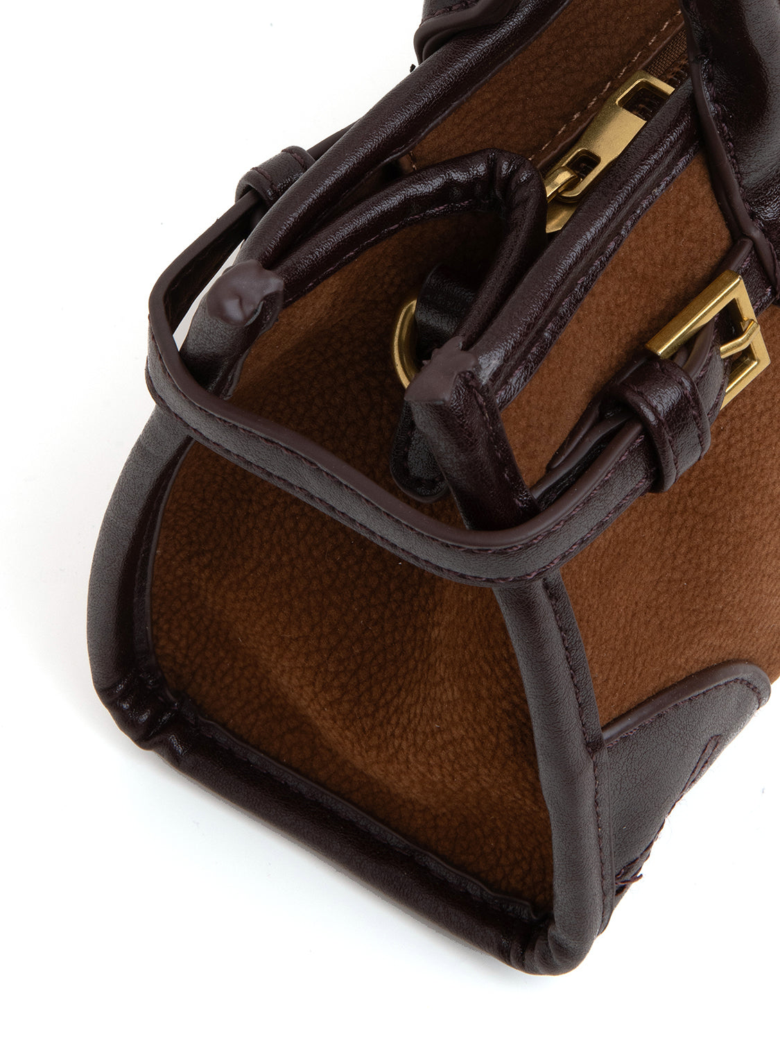 Borsa satchel bi-texture - MARRONE