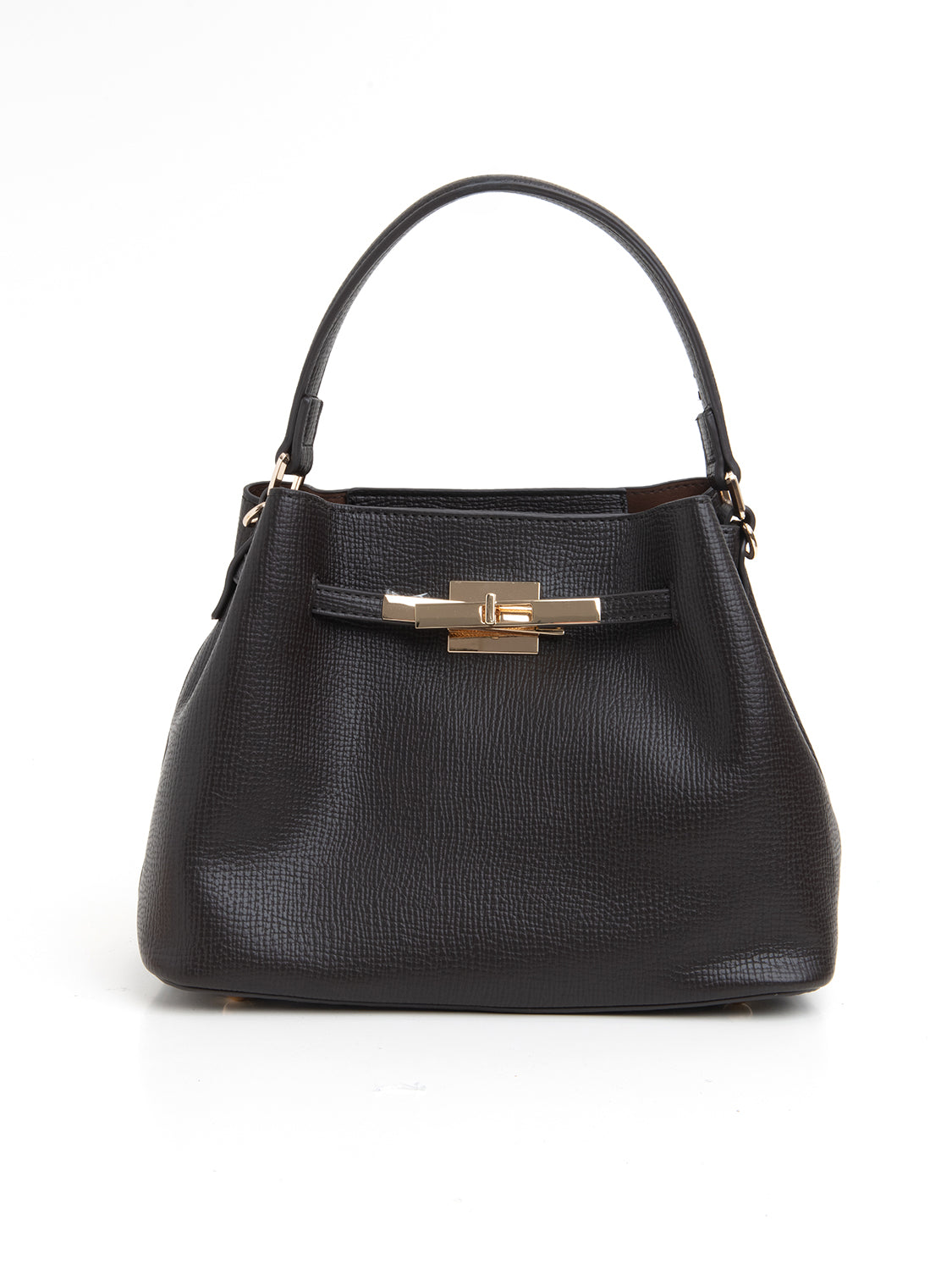 Borsa trapezoide con chiusura gold - CAFFÈ
