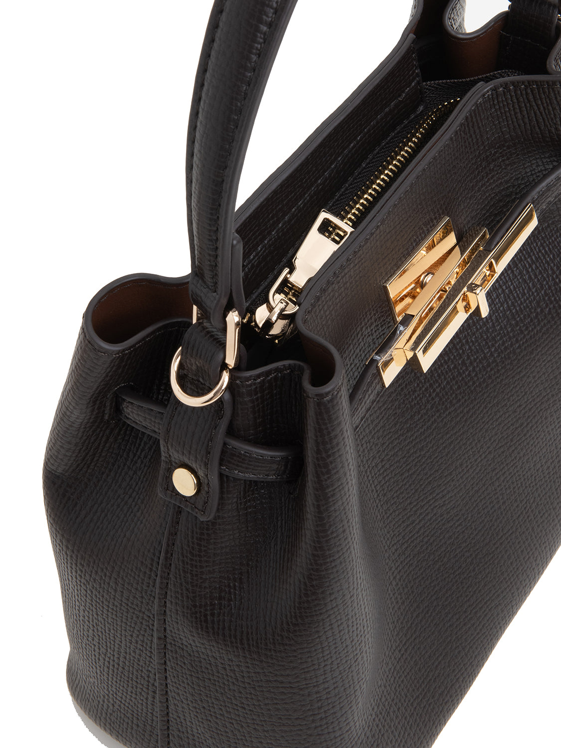 Borsa trapezoide con chiusura gold - CAFFÈ