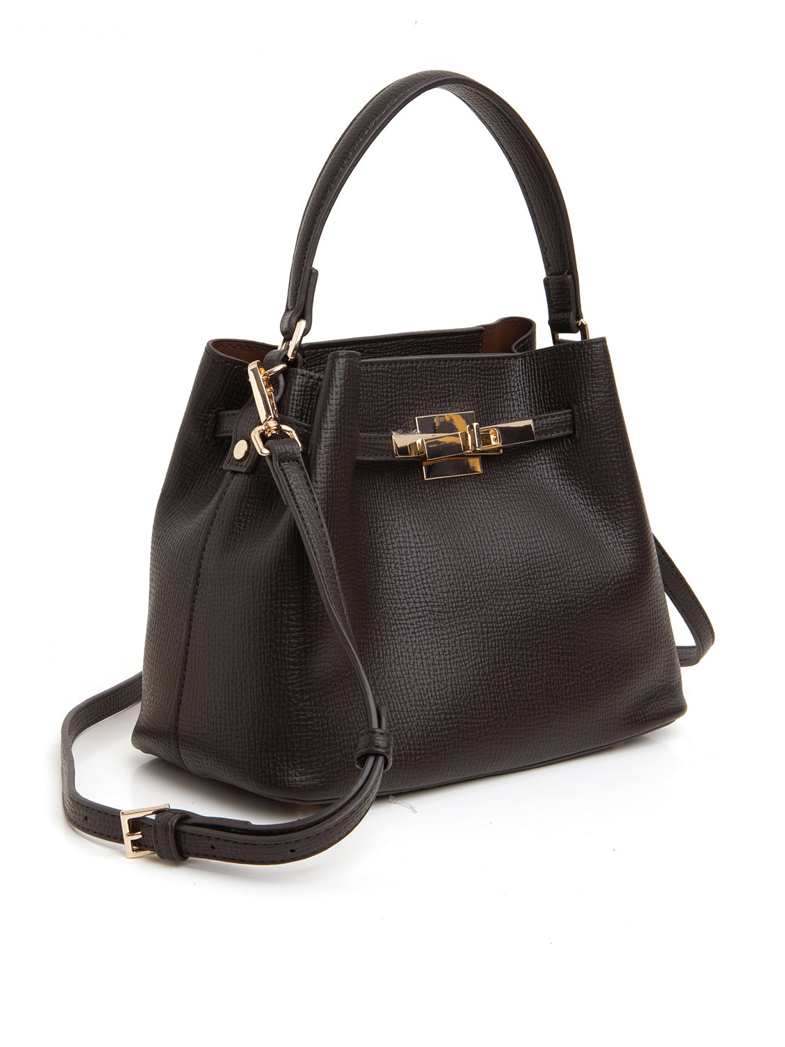 Borsa trapezoide con chiusura gold - CAFFÈ