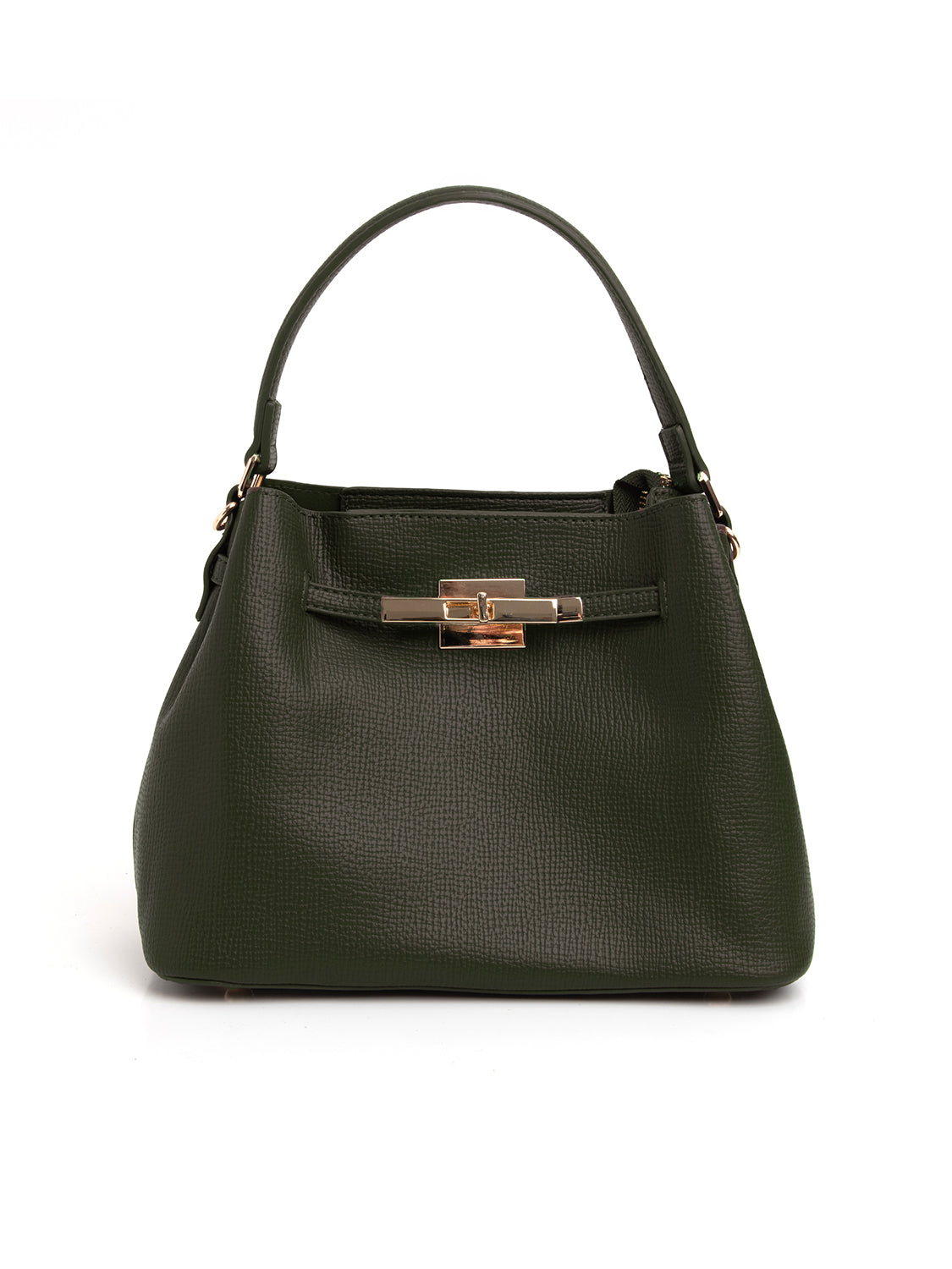 Borsa trapezoide con chiusura gold - VERDE
