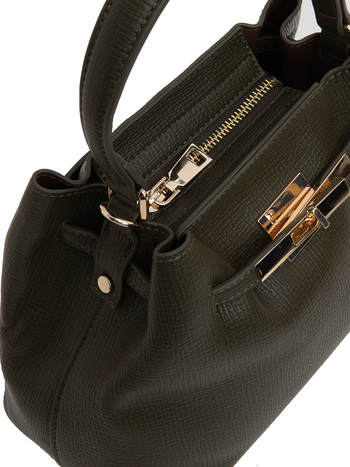 Borsa trapezoide con chiusura gold - VERDE
