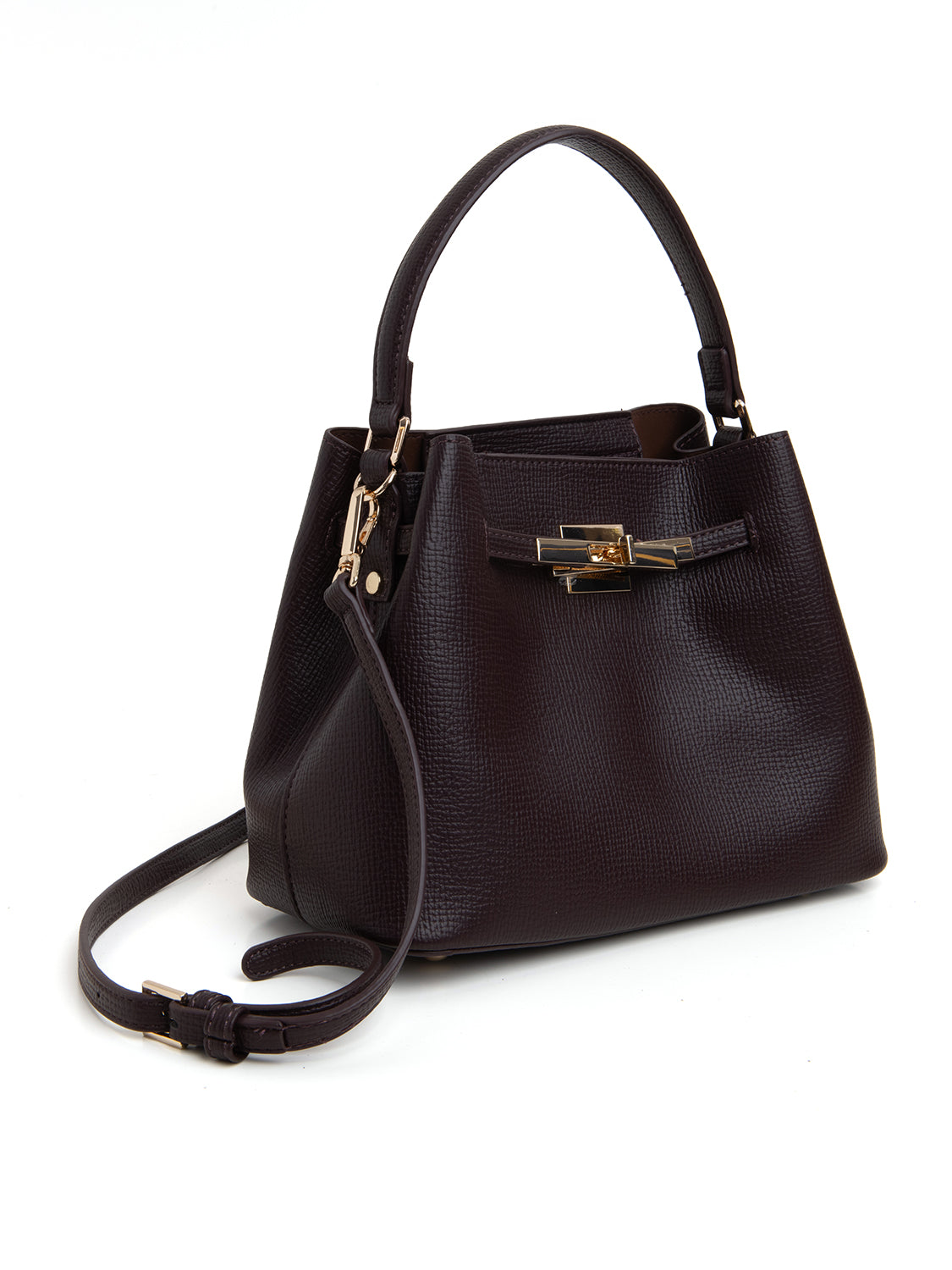 Borsa trapezoide con chiusura gold - VINO