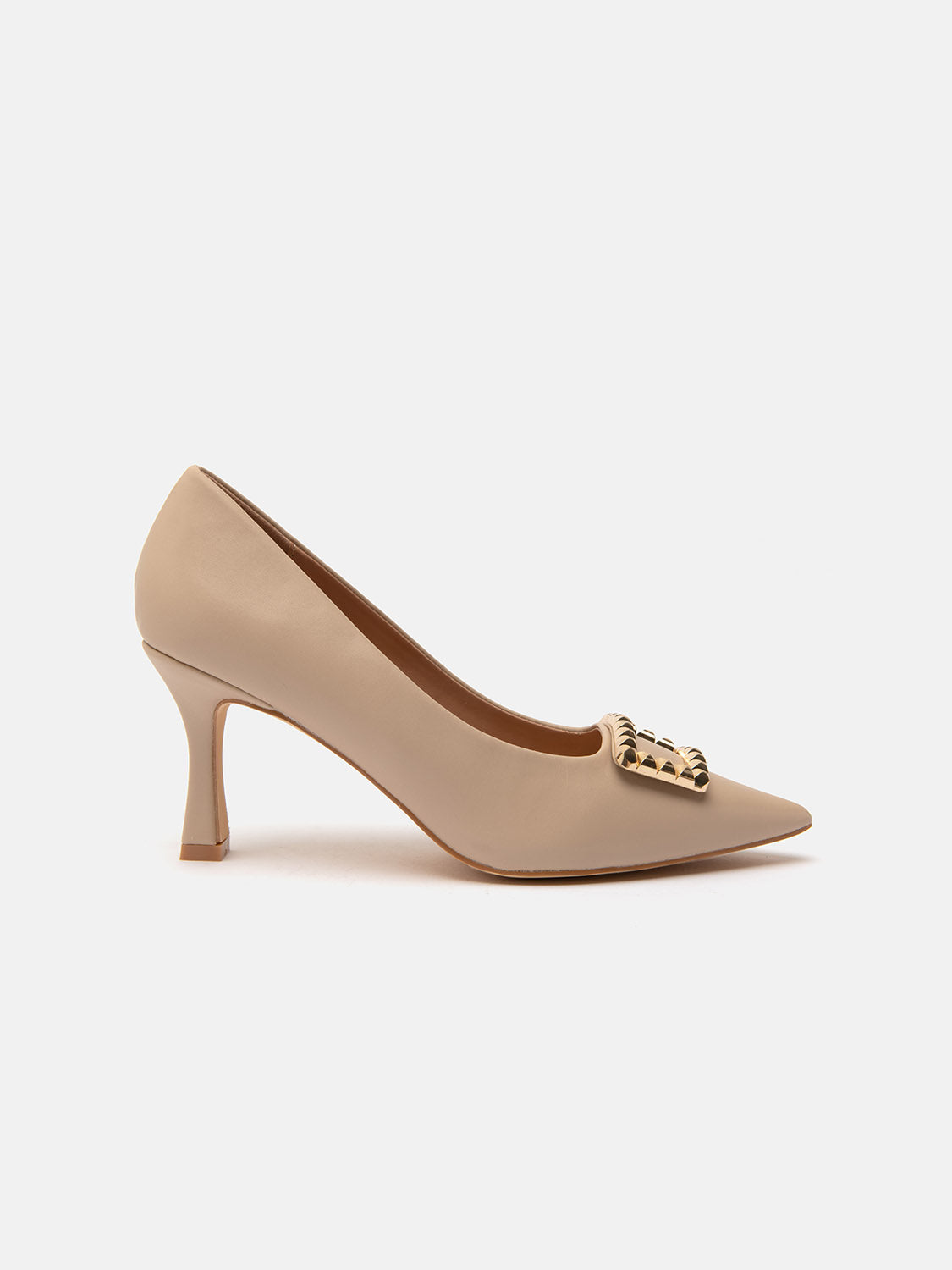 Pointed pumps with jewel buckle - NUDE