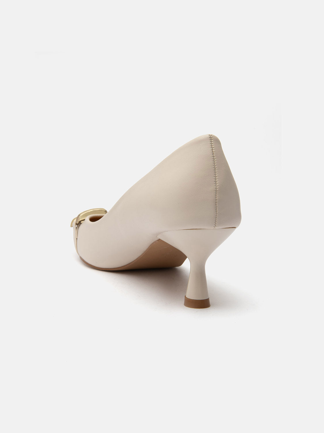 Pumps with crossed gold insert - BEIGE