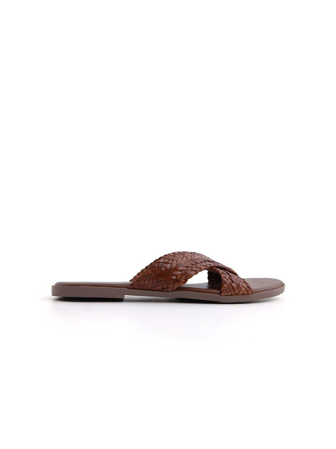Ciabatta Flat "Woven Cross" in Vera Pelle - CUOIO