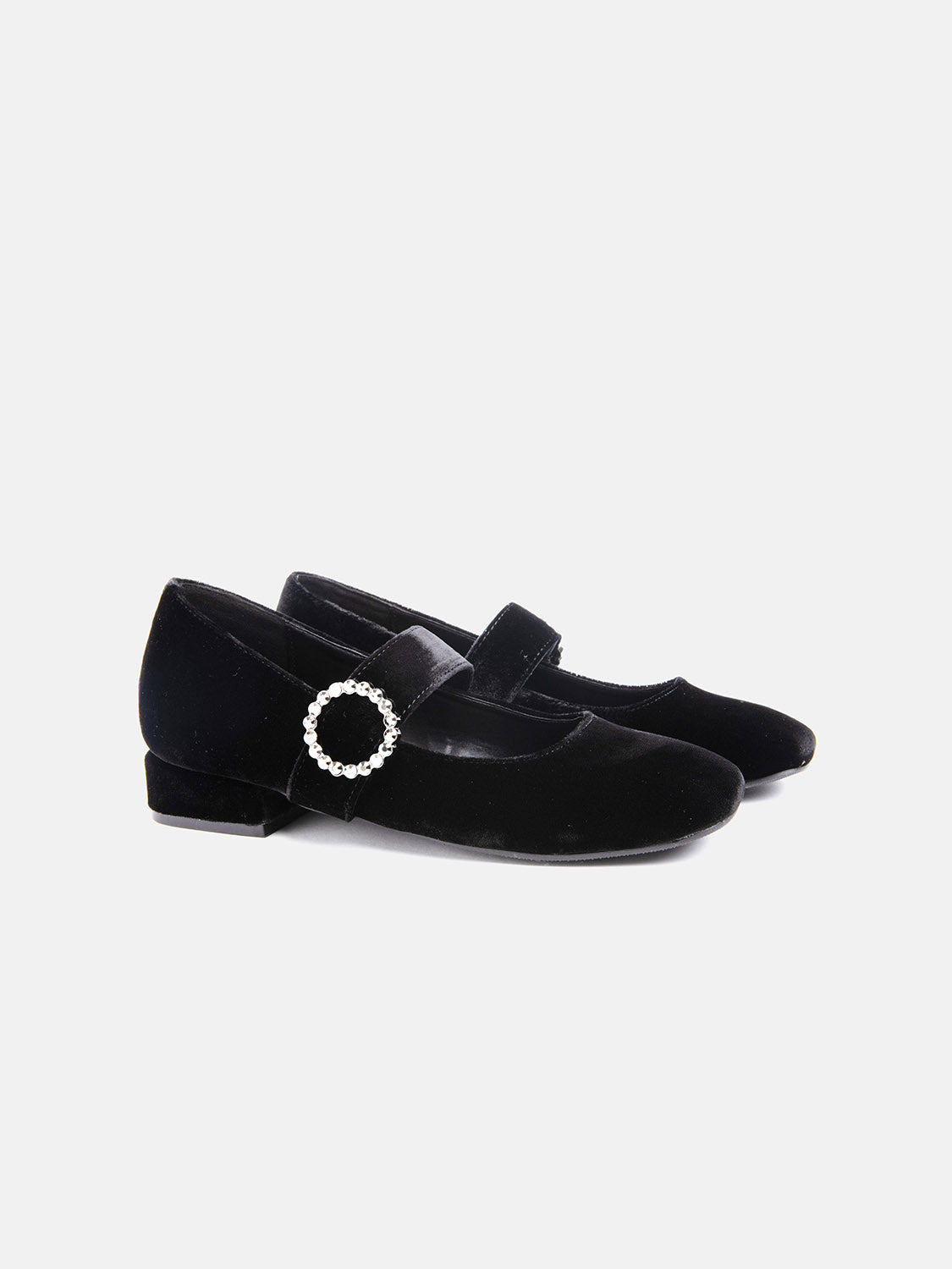 Velvet Mary Jane with matching jewel detail - BLACK