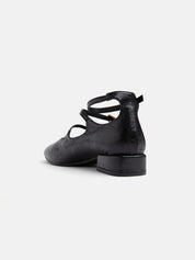 Mary Jane 2cm heel in faux naplak - BLACK