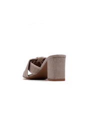 Sabot texture-cross con tacco quadrato - BEIGE