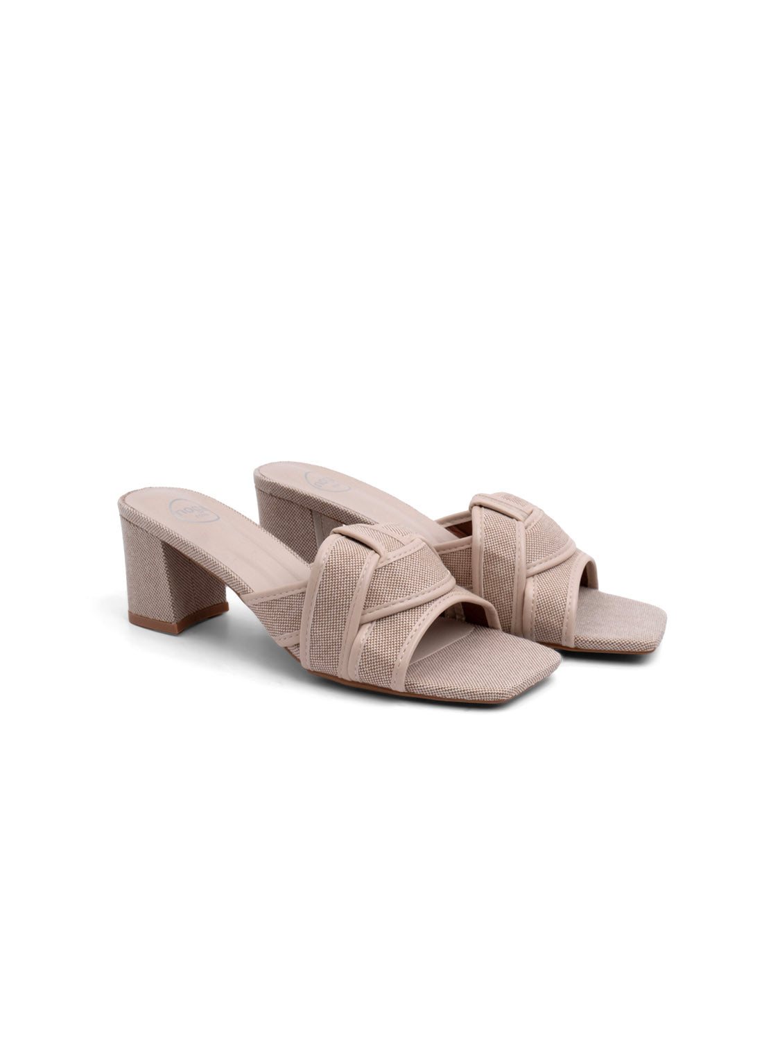 Sabot texture-cross con tacco quadrato - BEIGE