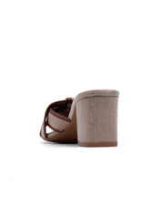 Sabot texture-cross con tacco quadrato- CAMMELLO