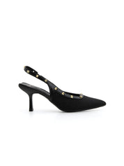 Slingback borchiata con tacco 7 - NERO