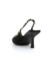 Slingback borchiata con tacco 7 - NERO