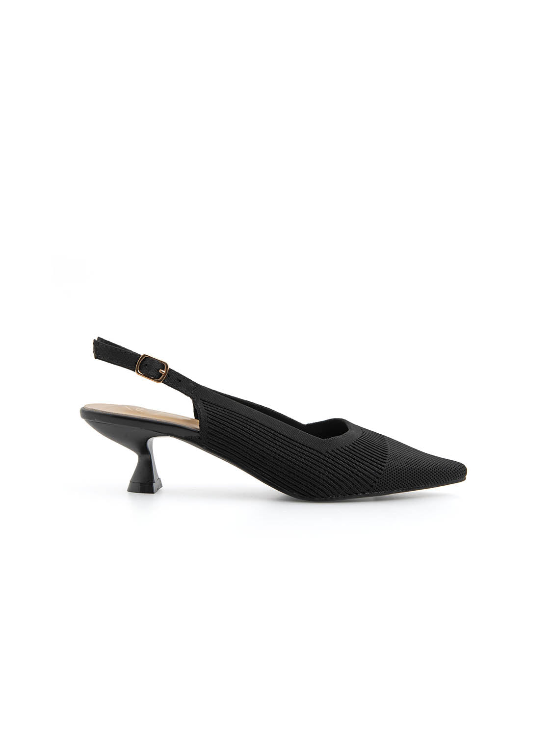 Slingback microintrecciata con tacco kitten - NERO