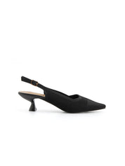 Slingback microintrecciata con tacco kitten - NERO