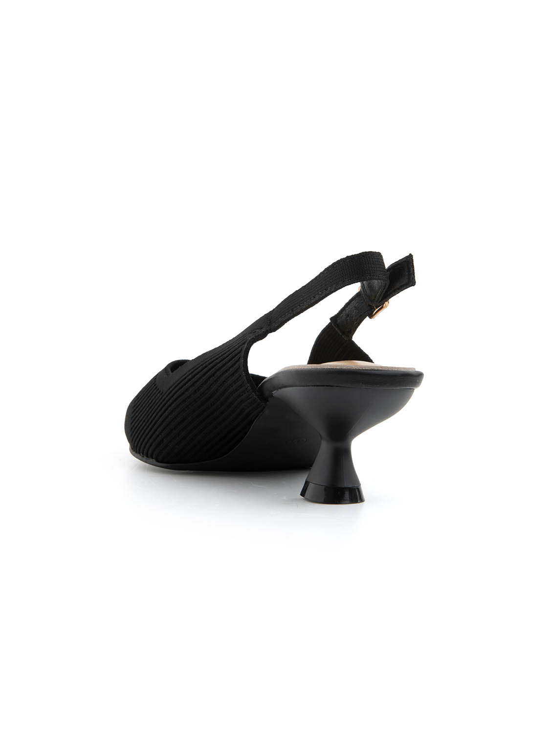 Slingback microintrecciata con tacco kitten - NERO
