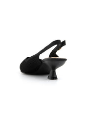 Slingback microintrecciata con tacco kitten - NERO