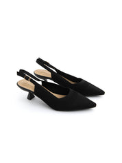 Slingback microintrecciata con tacco kitten - NERO