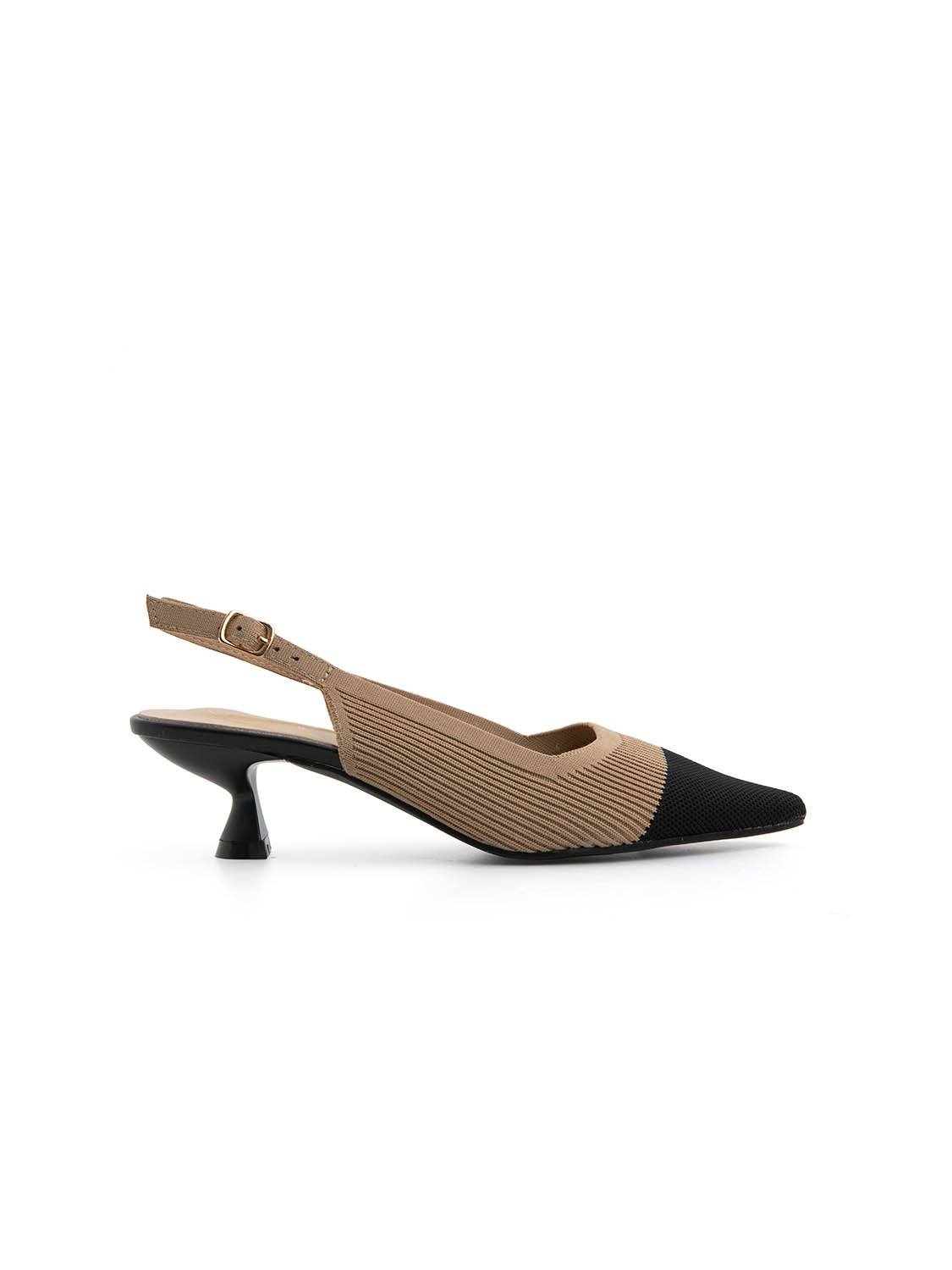 Slingback microintrecciata con tacco kitten - KHAKI