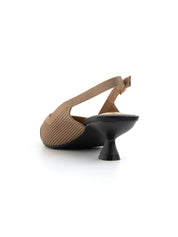 Slingback microintrecciata con tacco kitten - KHAKI
