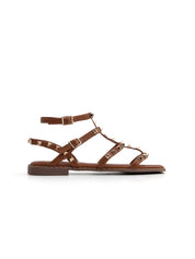 Studded Gladiator Sandal - CAMEL