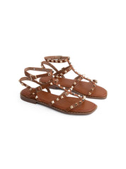 Studded Gladiator Sandal - CAMEL
