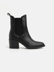 Ankle boot with square heel and elastic - BLACK