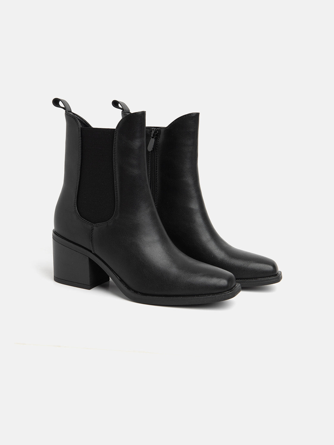 Ankle boot with square heel and elastic - BLACK