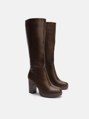 Boot with platform and 9 heel - BROWN