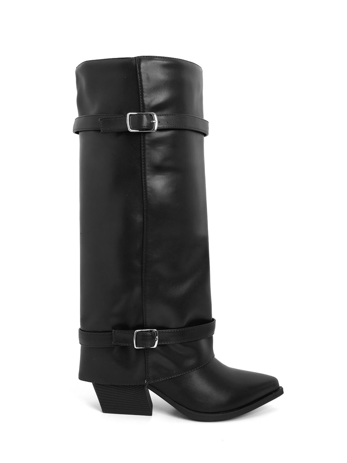 Stivale shark con doppia fibbia - NERO