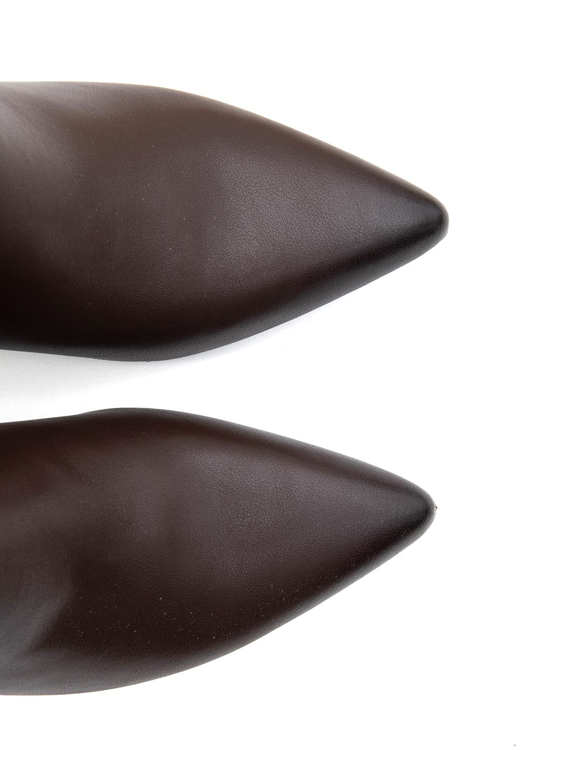 Stivale tubolare in vera pelle con tacco kitten - MARRONE
